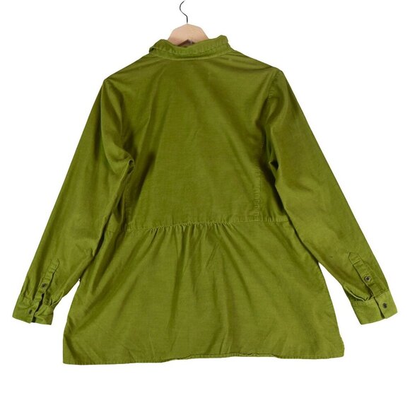 J. Jill Green Corduroy Shirt Jacket Size L Utility Peplum Coastal Pea Green - Picture 2 of 8